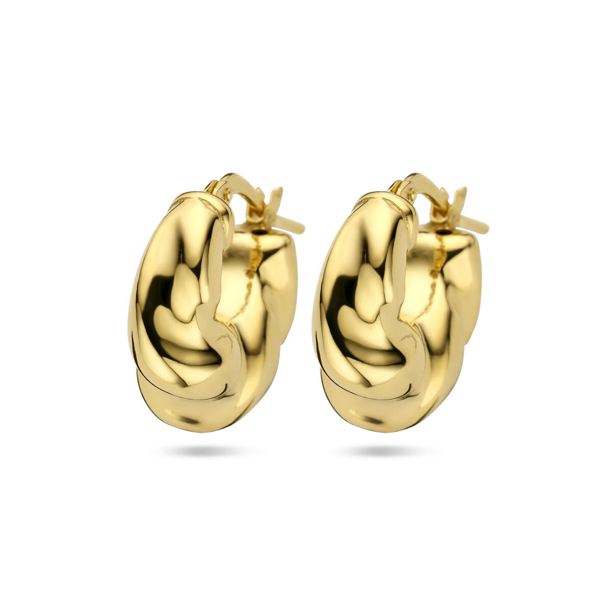 Boucles d'oreilles en argent 1 micron doré, de forme arrondie et lisse.