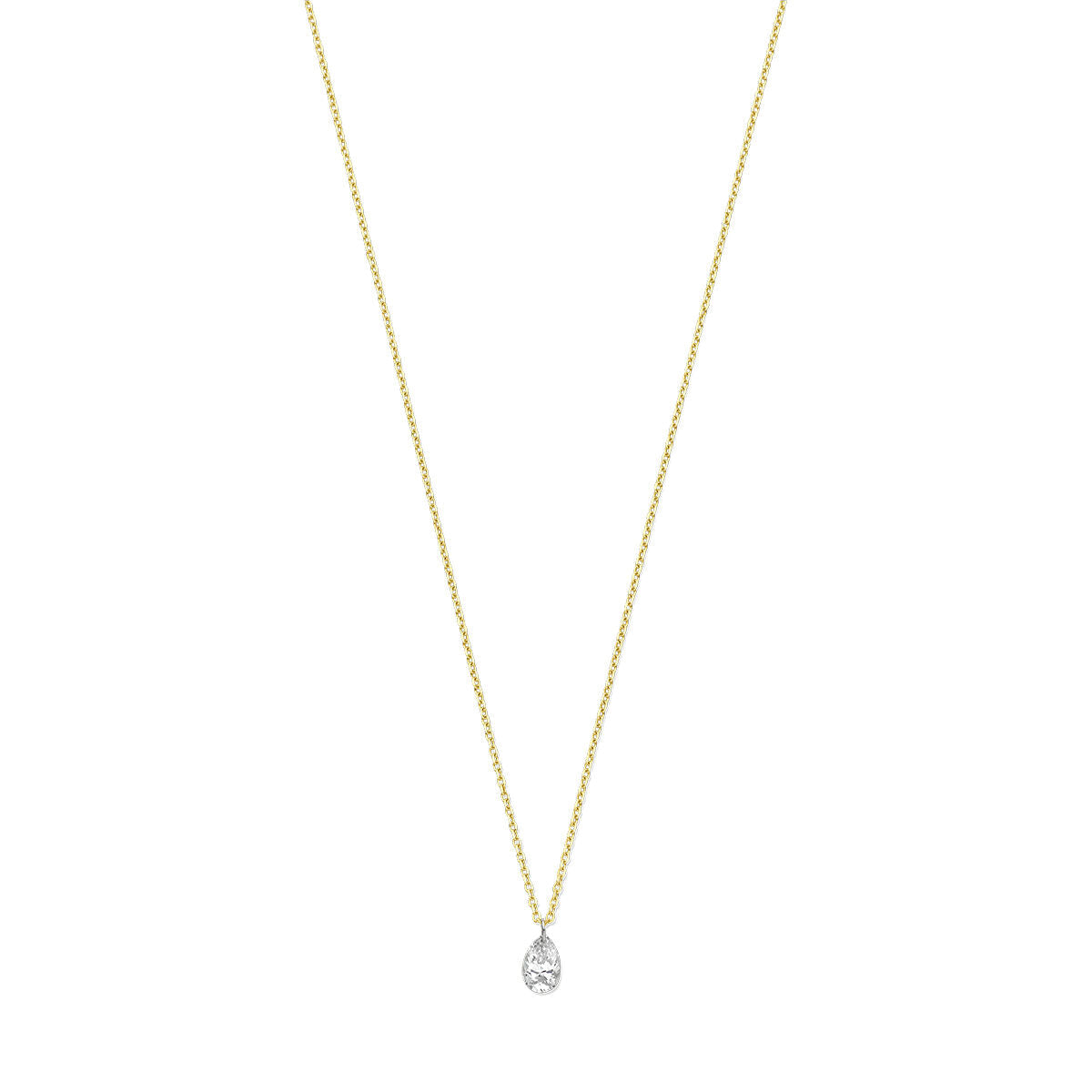 Collier en or jaune 18K avec pendentif en diamant.