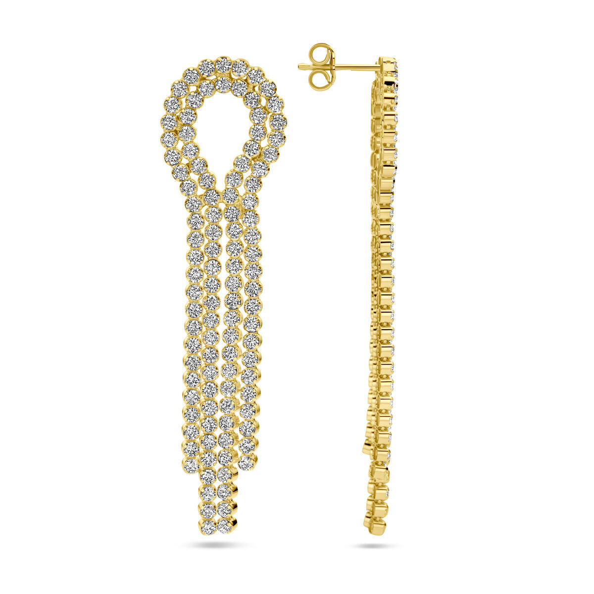 boucles d'oreilles zircone 1 micron argent plaqué or (jaune)