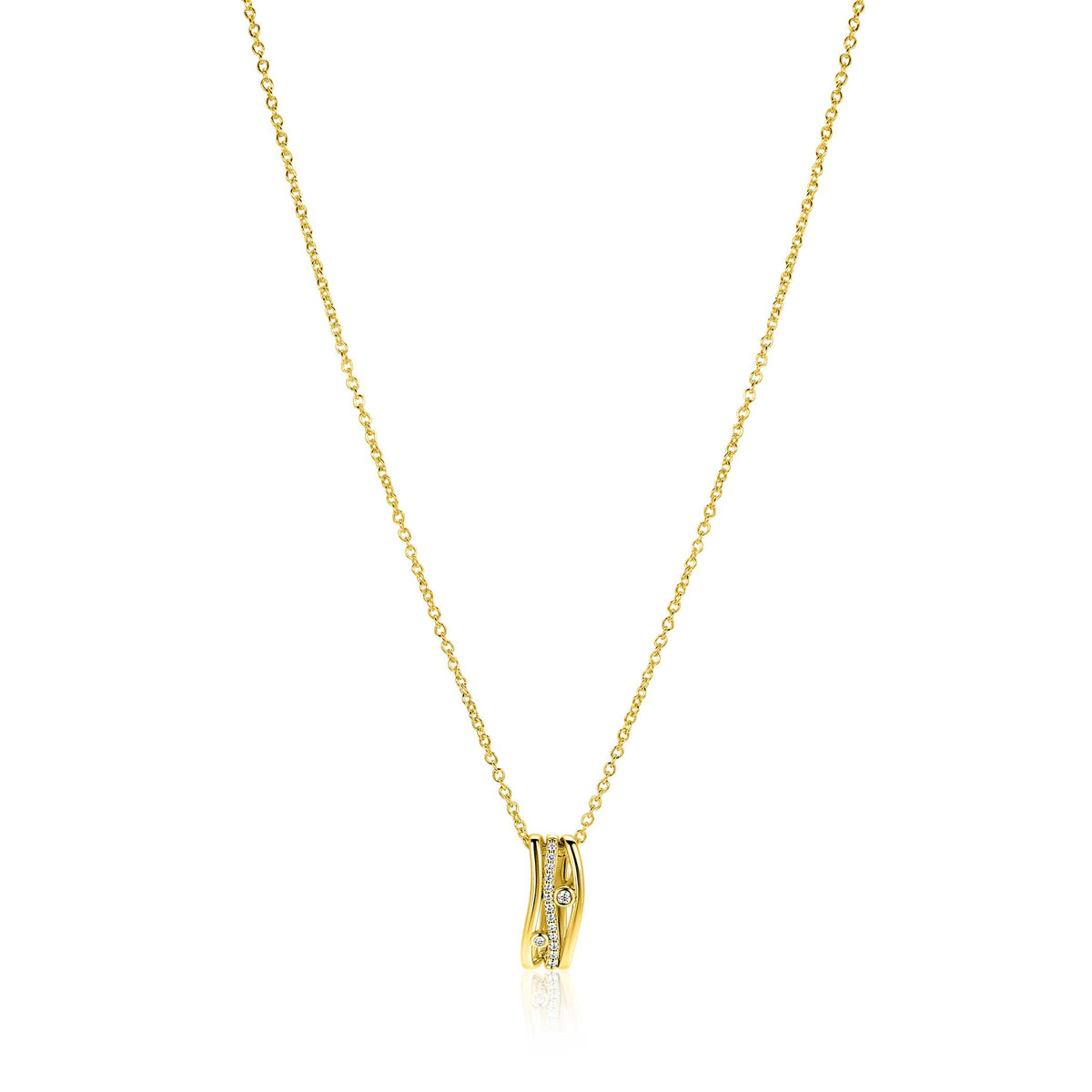 Collier doré avec un pendentif en forme de vague, chaîne fine de 45-48 cm.