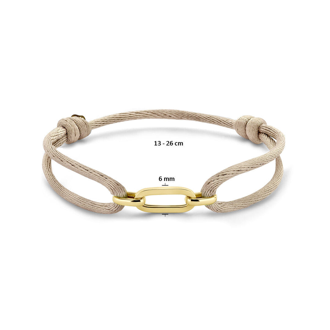 14k gouden damesarmband met satijn en leer