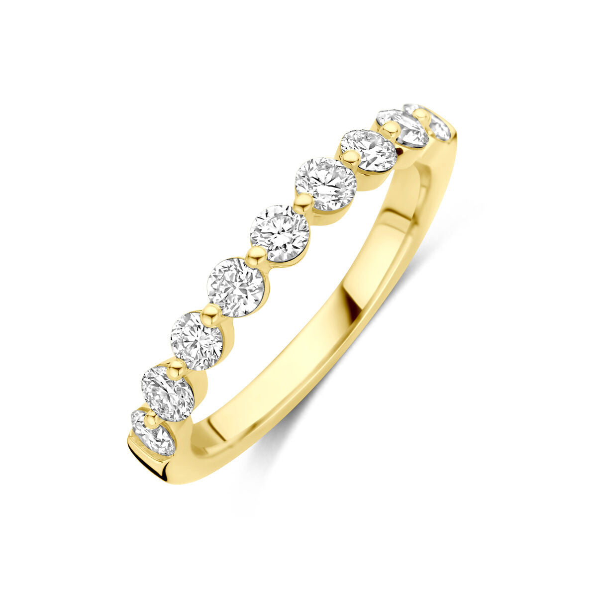 bague en or jaune 14K avec diamants de laboratoire de 0,75 ct, sertie de pierres brillantes.