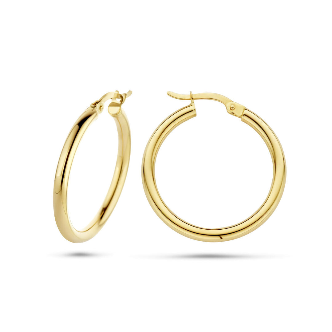 Boucles d'oreilles rondes en tube en or jaune 14K.