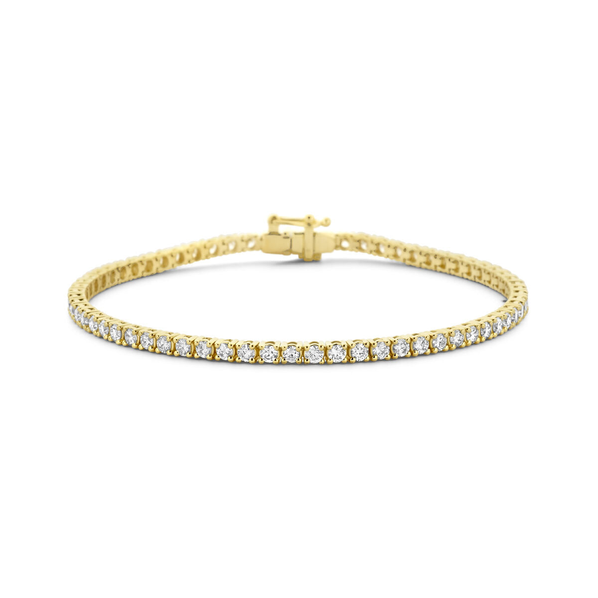 Bracelet en or jaune 14K avec diamants lab grown de 3,00 ct, largeur de 2,7 mm.