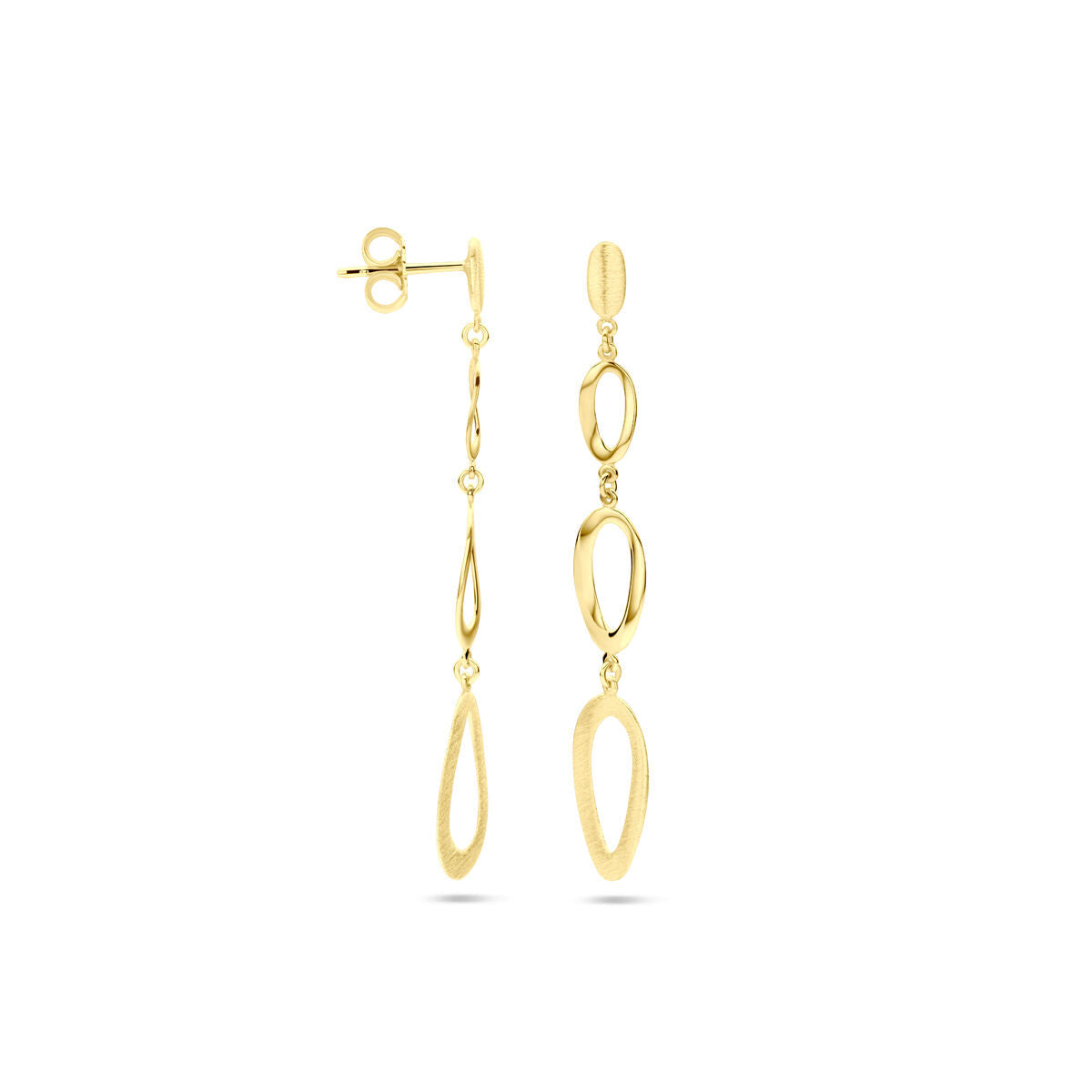 boucles d'oreilles poli/mat 14K or jaune