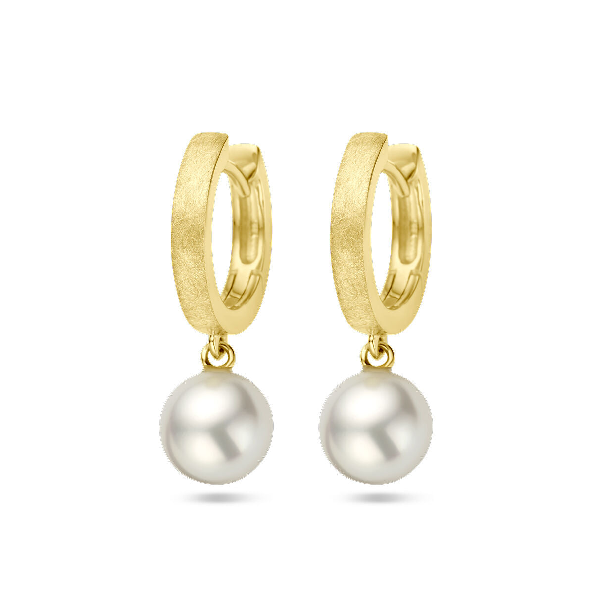 créoles perle rayée or jaune 14K