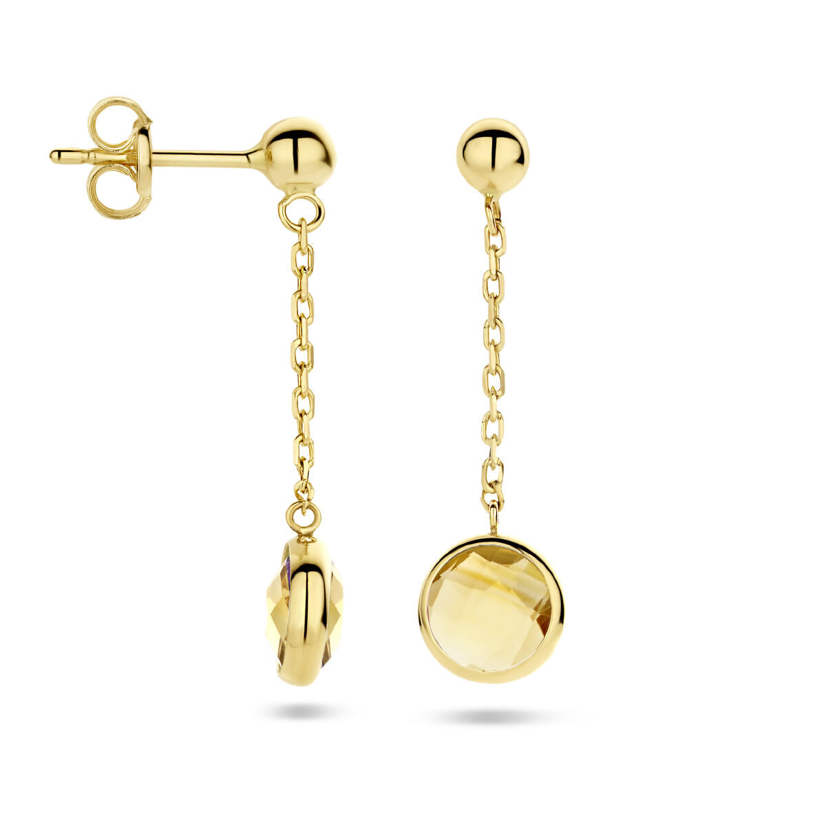 boucles d'oreilles citrine or jaune 14K