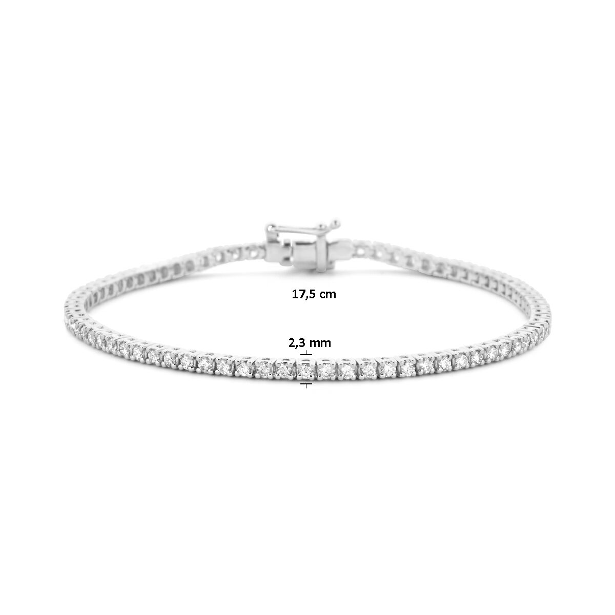 bracelet de tennis diamant lab grown 2.00ct g si 2,3 mm 17,5 cm or blanc 14K