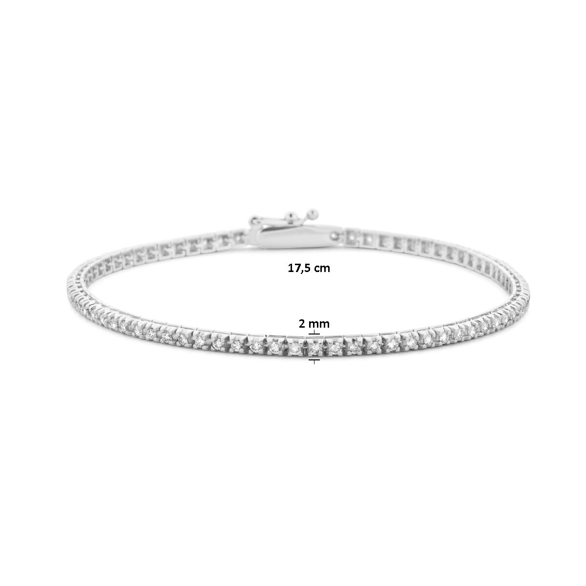 bracelet en diamant 1.00ct h si 2,0 mm 17,5 cm or blanc 14K