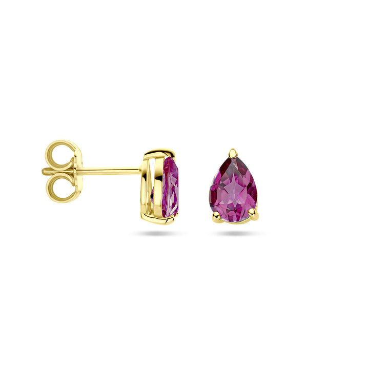 oorknoppen roze topaas 14K geelgoud
