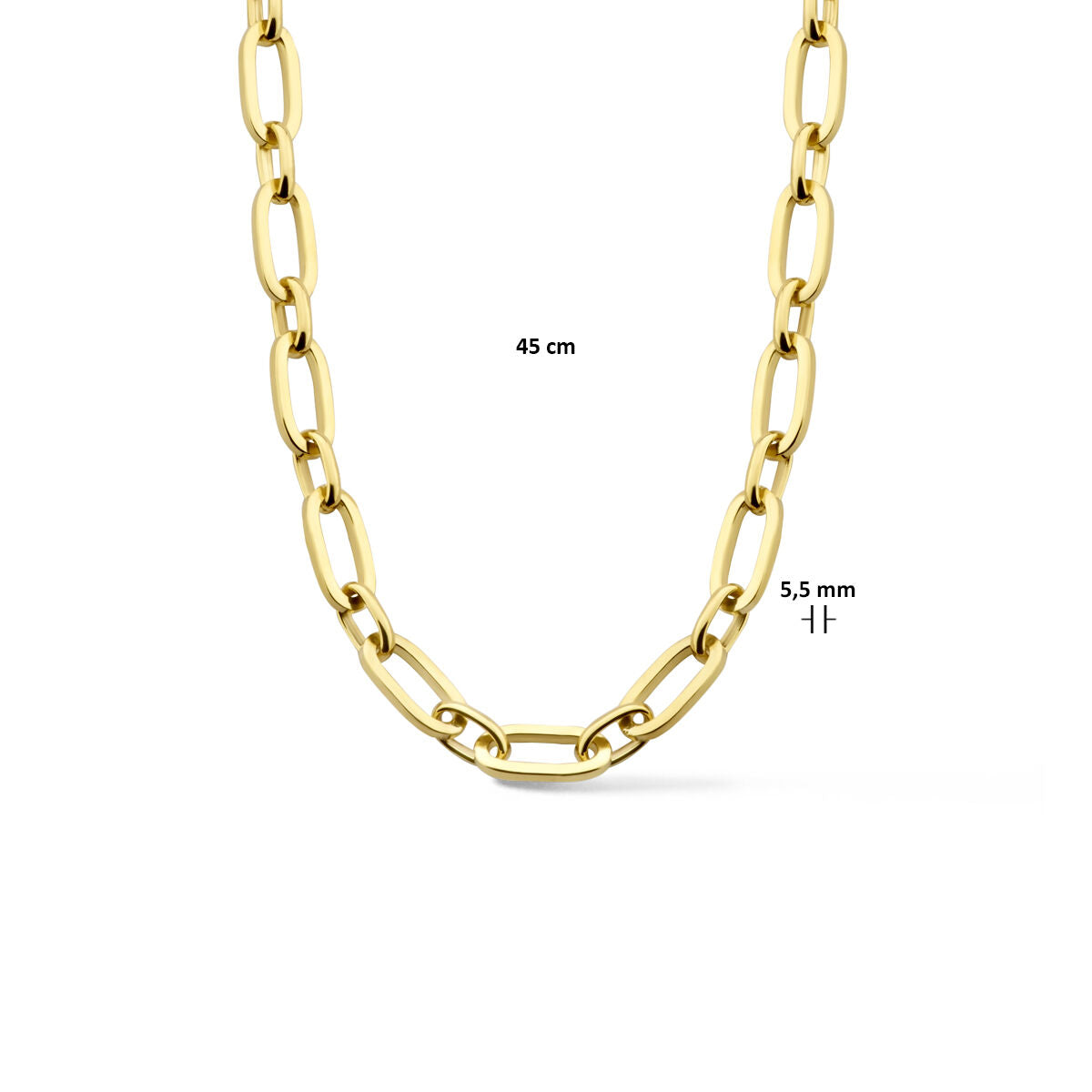 collier ancre 5,5 mm 45 cm or jaune (or jaune avec noyau en argent)