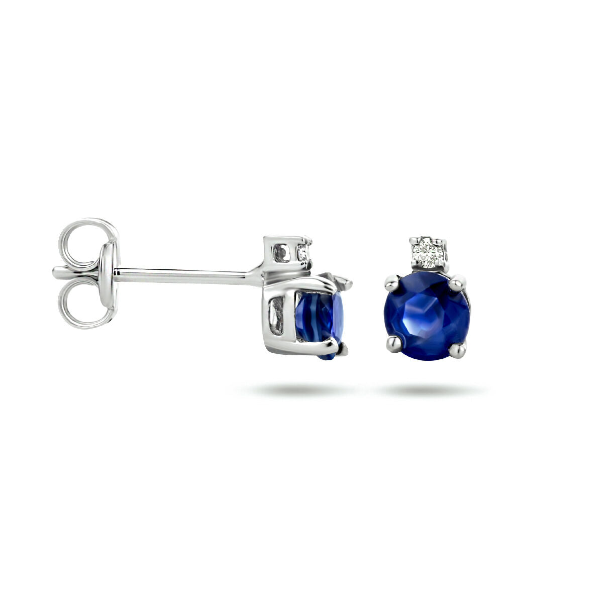 puces d'oreilles saphir et diamant (2x 0.015ct) h si or blanc 14K