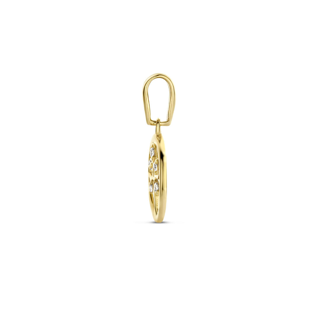 hanger levensboom zirkonia 14K geelgoud