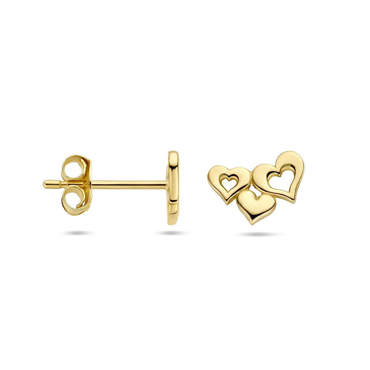 puces d'oreilles cœurs 14K or jaune