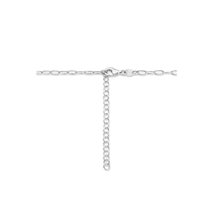 collier klaver 40 + 5 cm zilver gerhodineerd