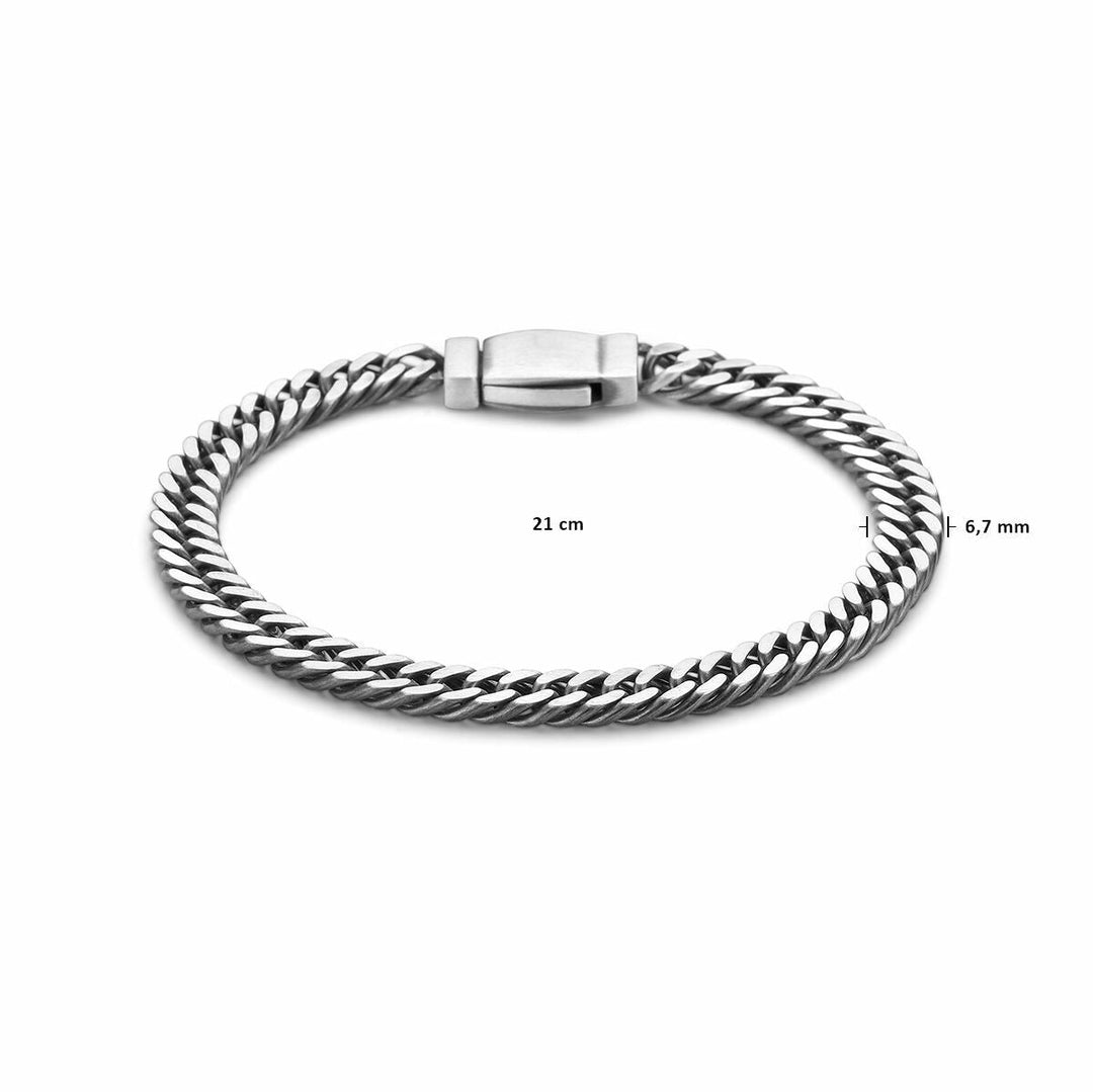Zilveren armband heren gourmette 6,7 mm geoxideerd