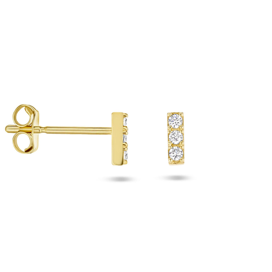 oorknoppen zirkonia 14K geelgoud