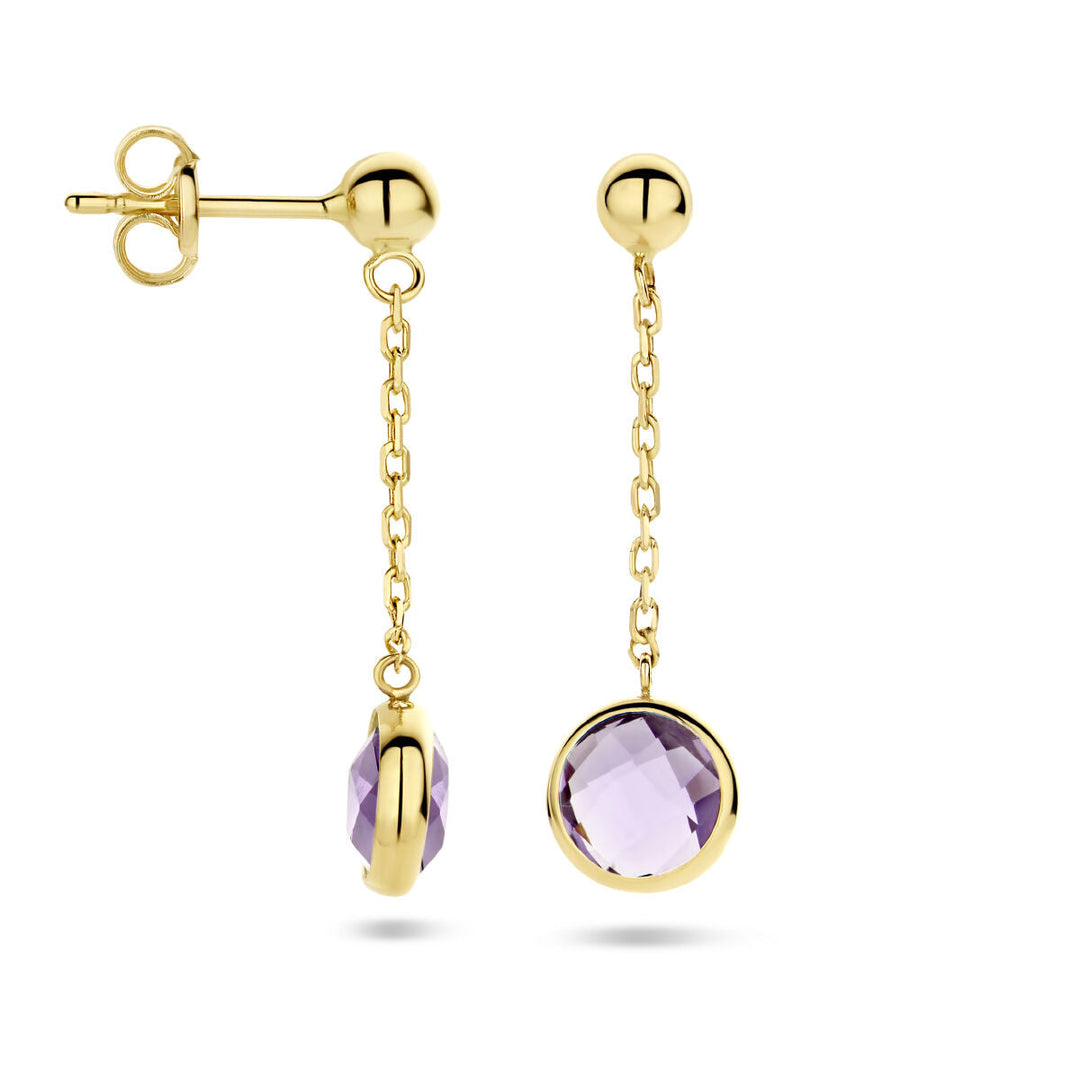 oorhangers amethist 14K geelgoud