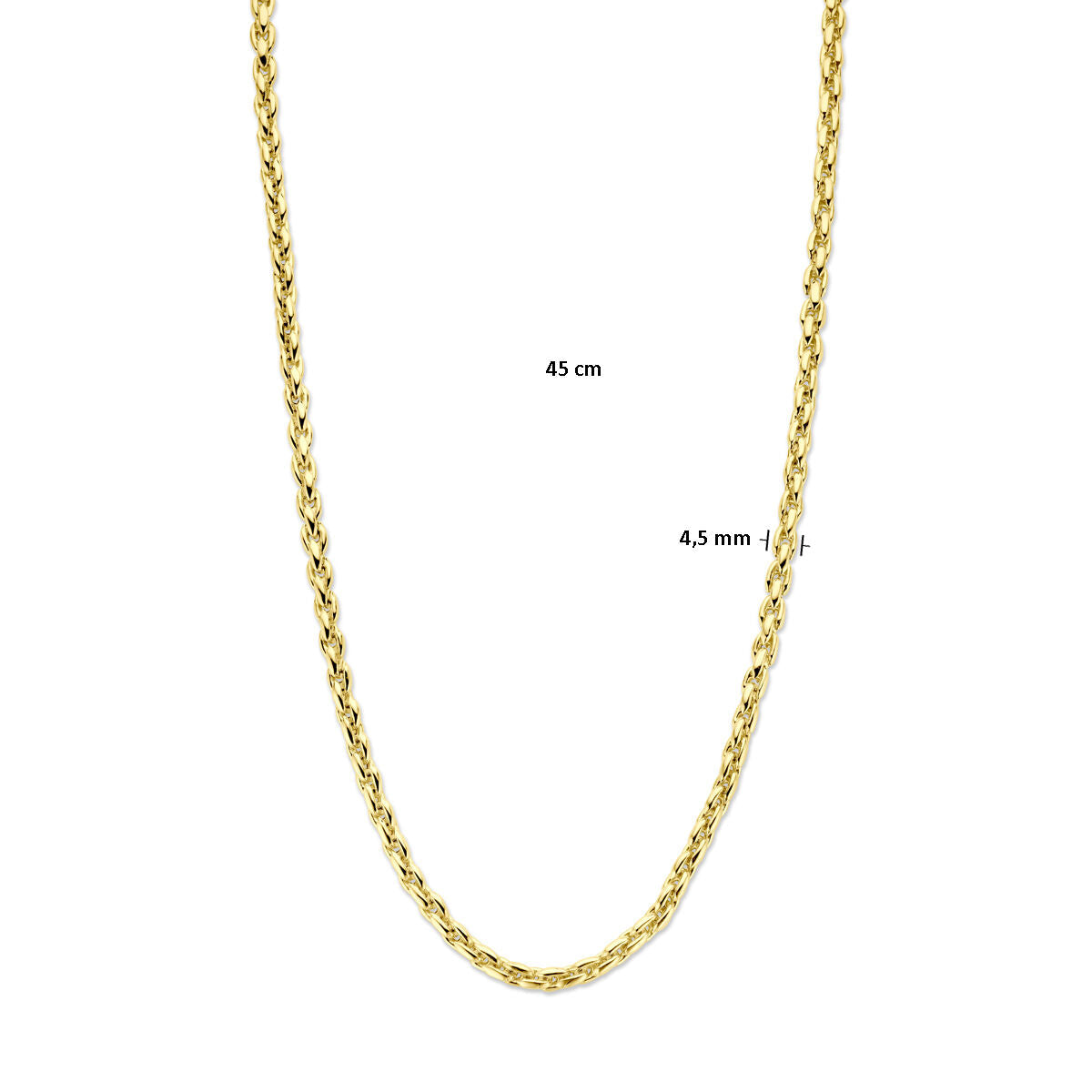 collier fantaisie maille 4,5 mm 45 cm or jaune 14K