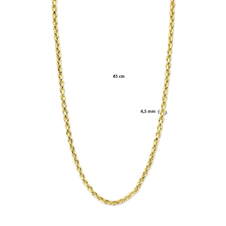 collier fantasie schakel 4,5 mm 45 cm 14K geelgoud