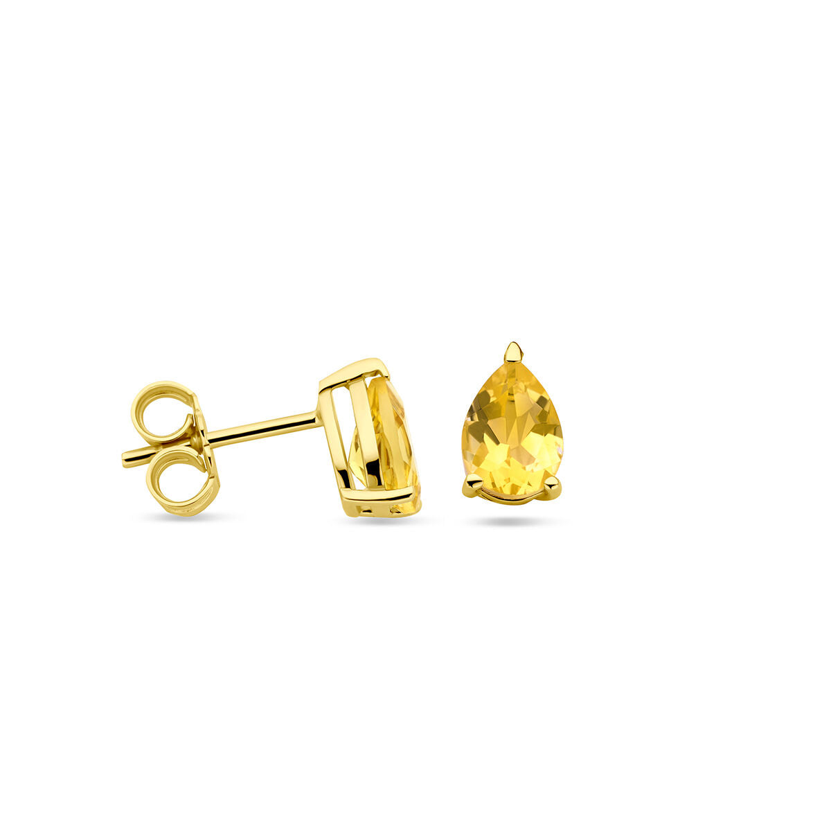 puces d'oreilles citrine or jaune 14K
