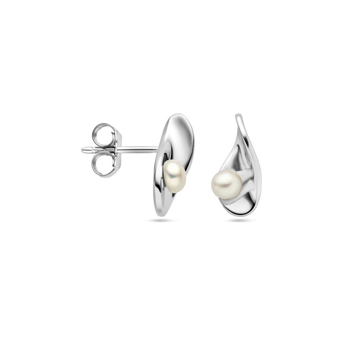 puces d'oreilles perle argent rhodié