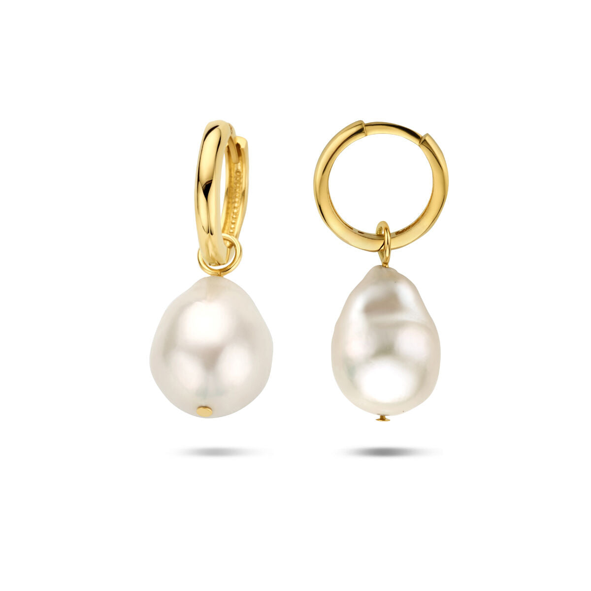 créoles baroque perle 14K or jaune