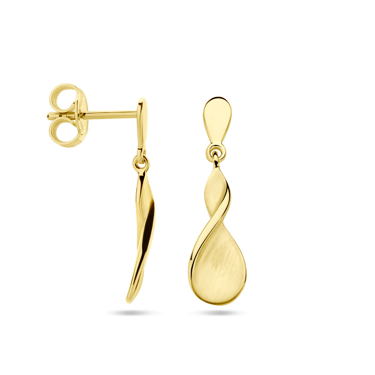 boucles d'oreilles poli/mat 14K or jaune