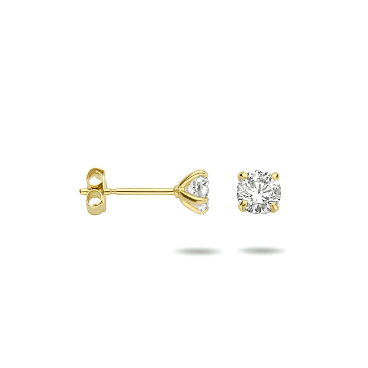 oorknoppen zirkonia 14K geelgoud