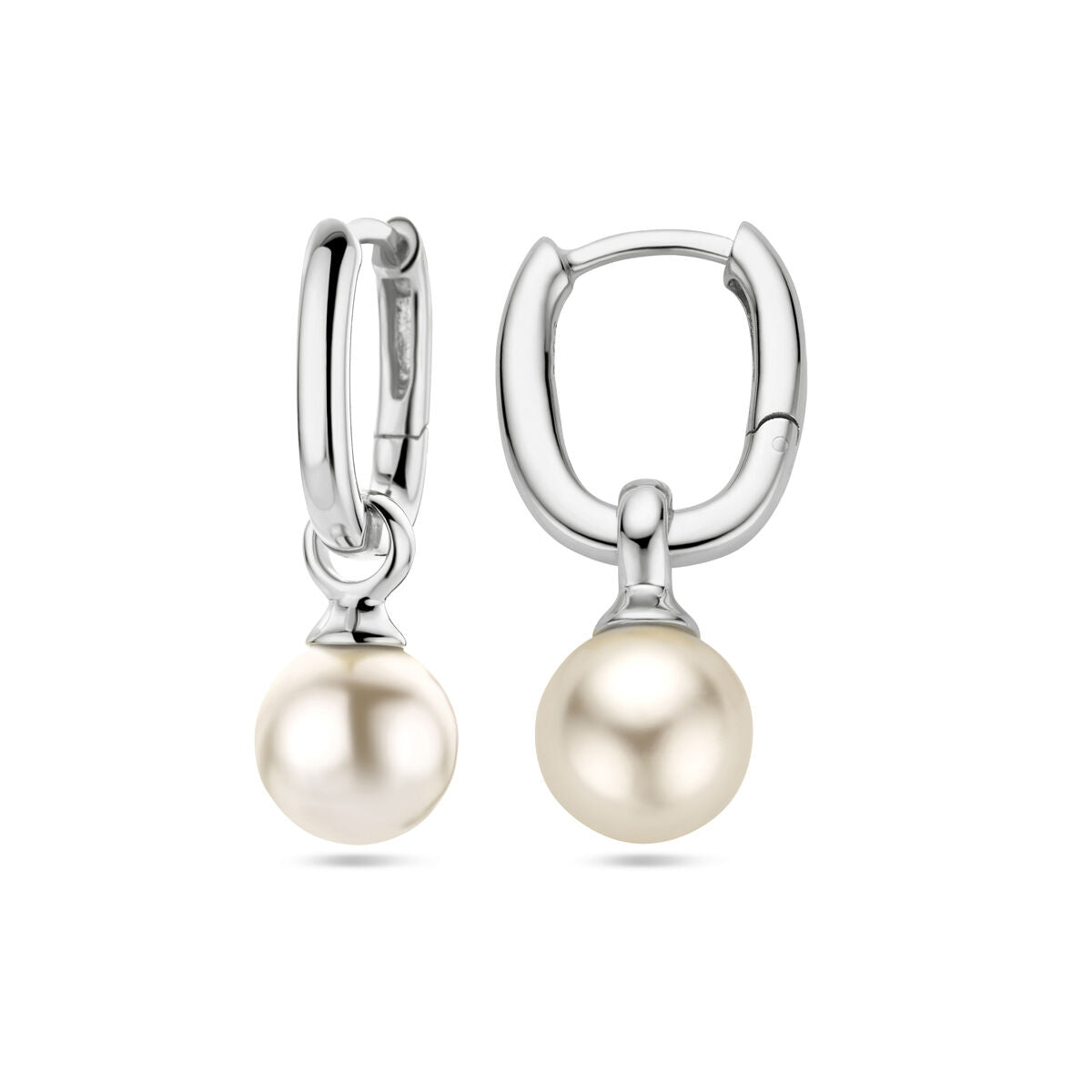 créoles perle synthétique argent rhodié