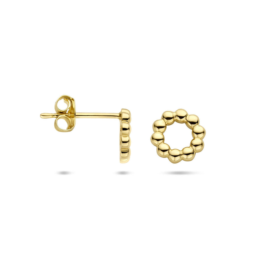 oorknopppen cirkel bolletjes 14K geelgoud