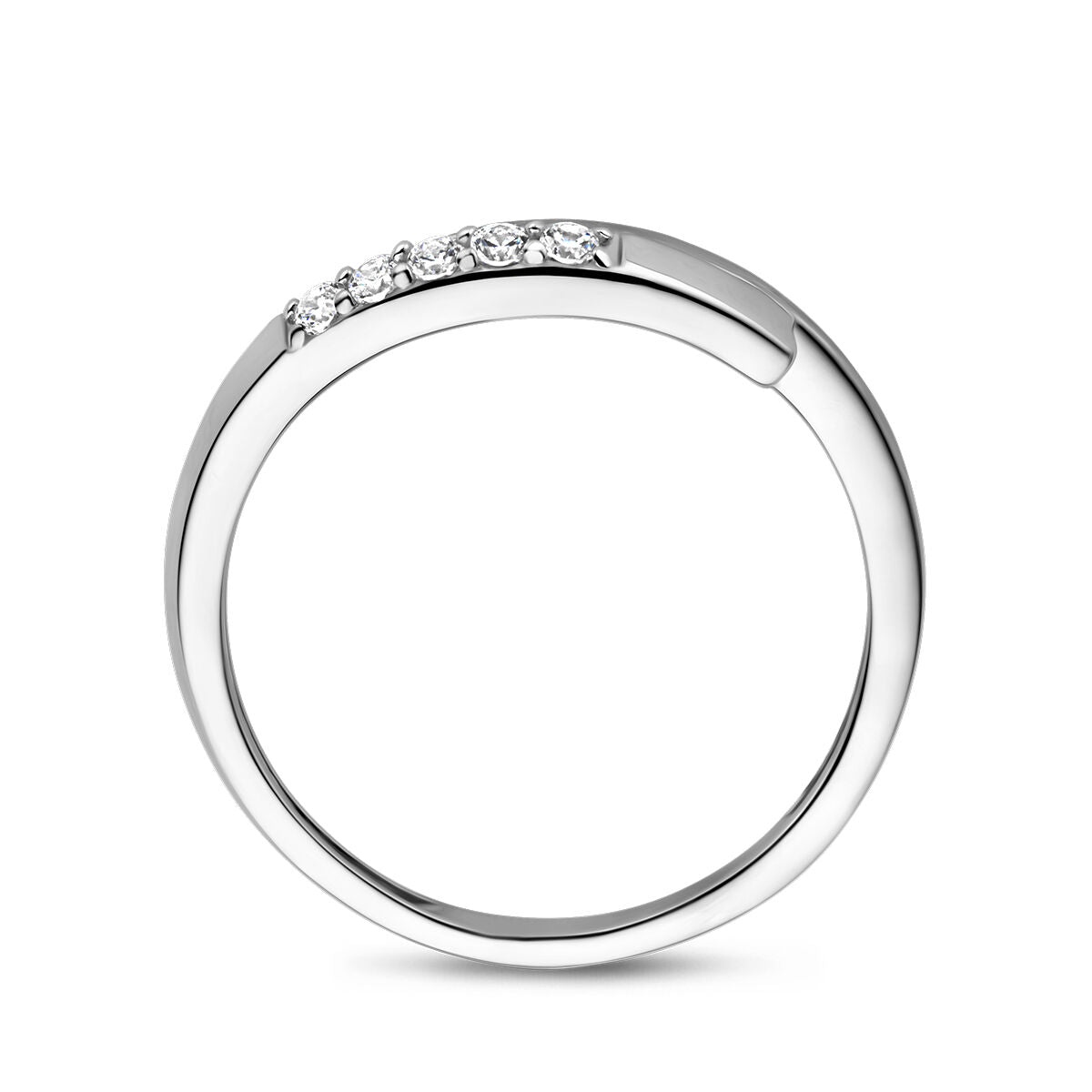 bague zircone rayée argent rhodié