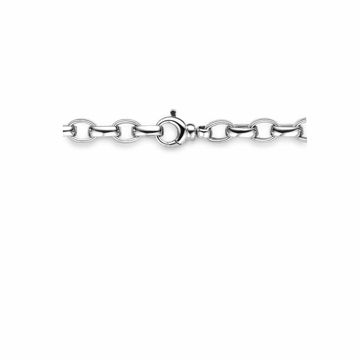 collier jasseron ovale zircone 7,5 mm 45 cm argent rhodié
