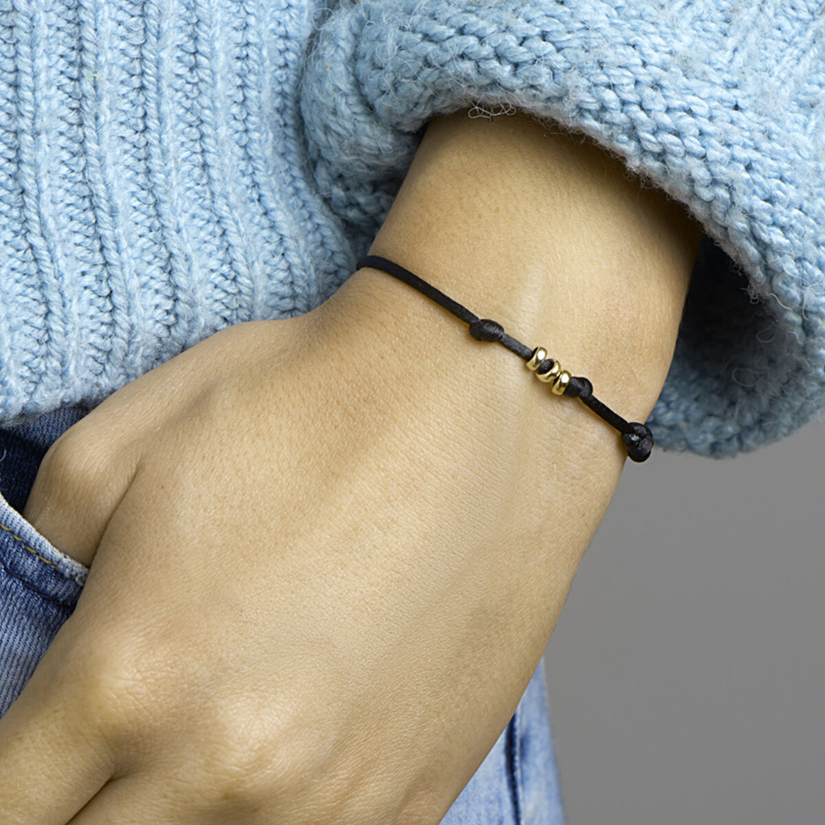 bracelet satin or 14K avec caoutchouc/nylon/cuir