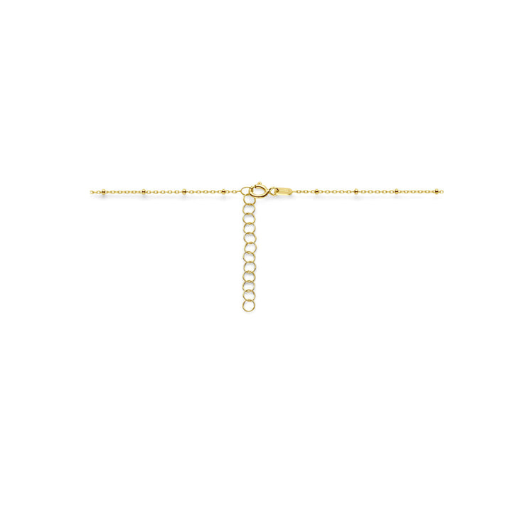 De Van der Kooij Collectie collier bolletjes 1,3 mm 41 + 3 cm in 14K geelgoud is een delicaat, tijdloos collier met verstelbare verlenging en een karabijnsluiting - perfect voor elke gelegenheid. Weergegeven op een witte achtergrond.