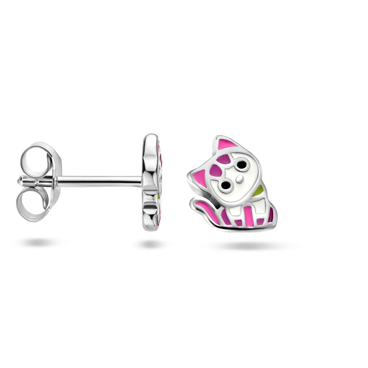 puces d'oreilles chat argent rhodié