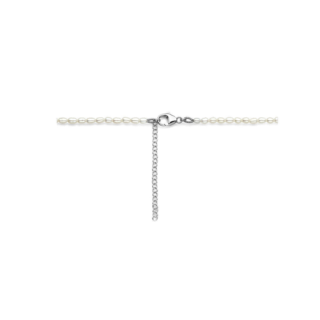Zilveren ketting dames parels gerhodineerd