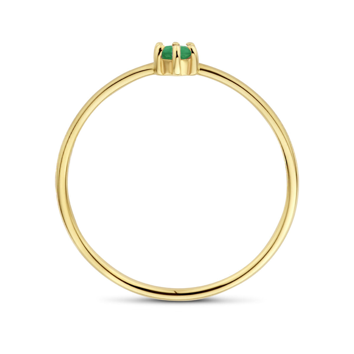 bague avec pierre de naissance émeraude mai 14K or jaune