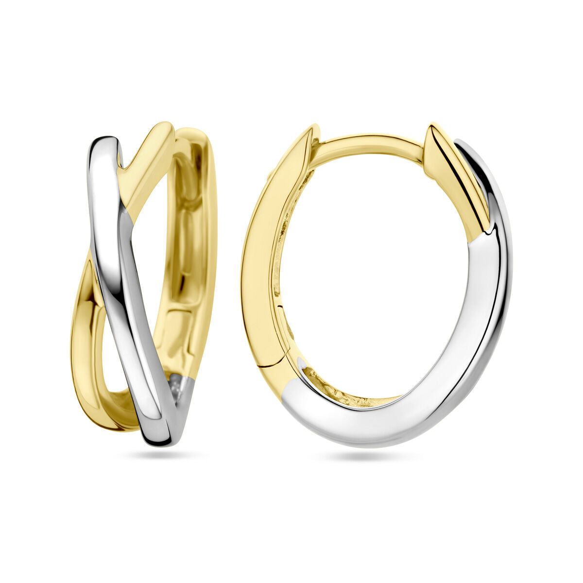 créoles 14K or bicolore jaune/blanc