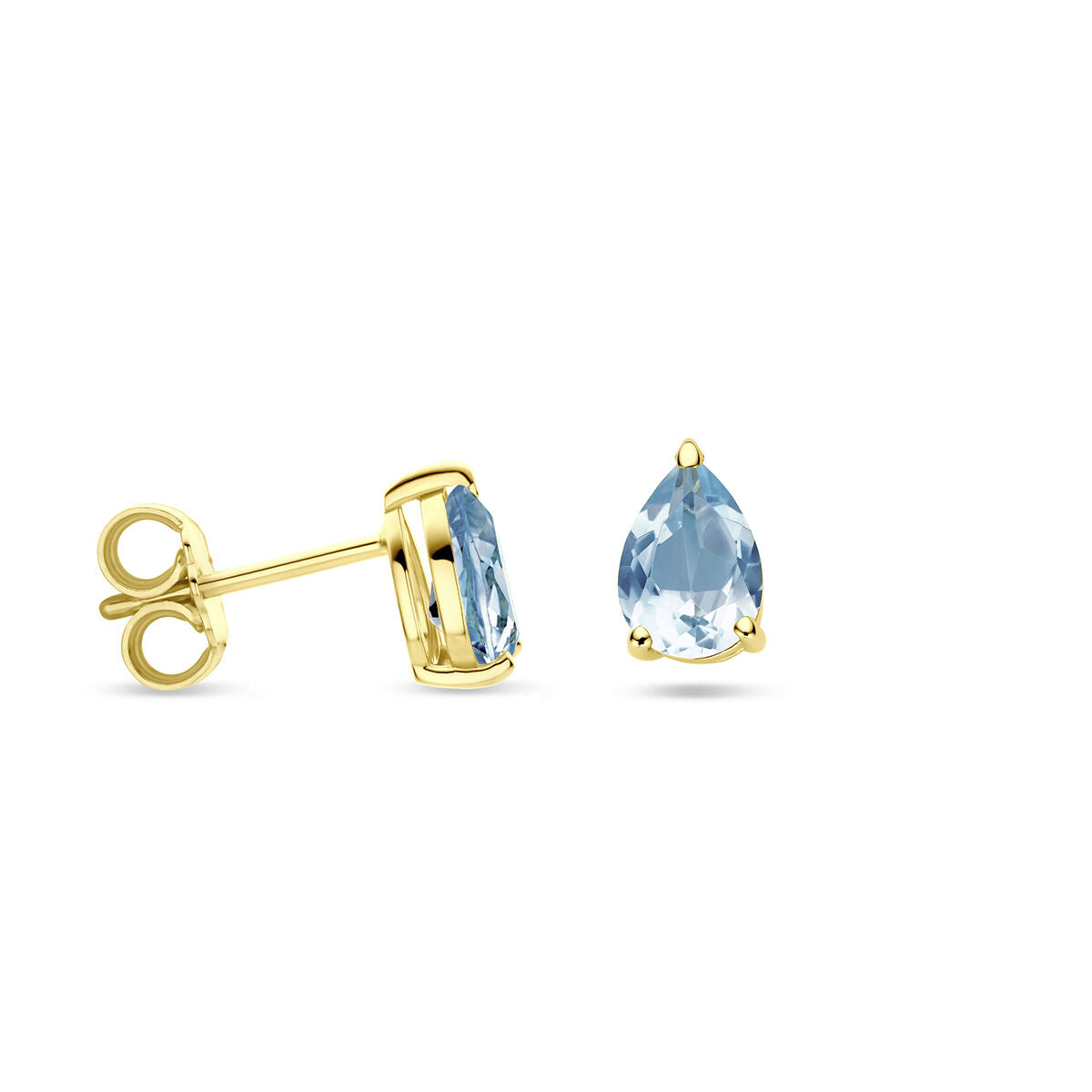 puces d'oreilles topaze bleue 14K or jaune