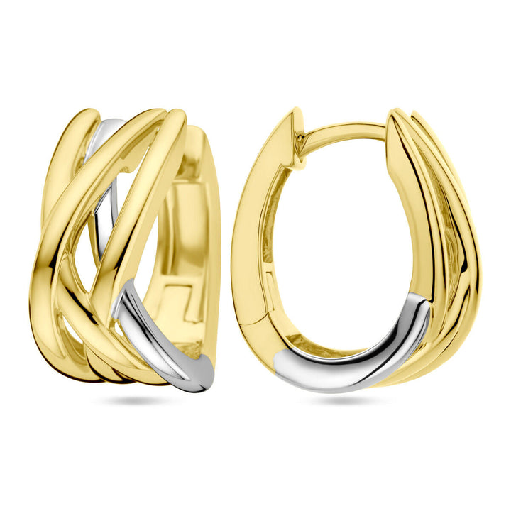 klapoorringen 14K bicolor goud geel/wit