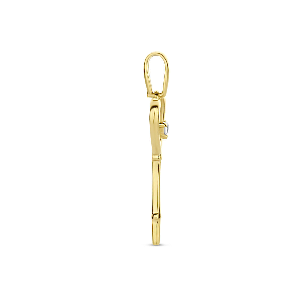 pendentif cœur et clé zircone 14K or jaune
