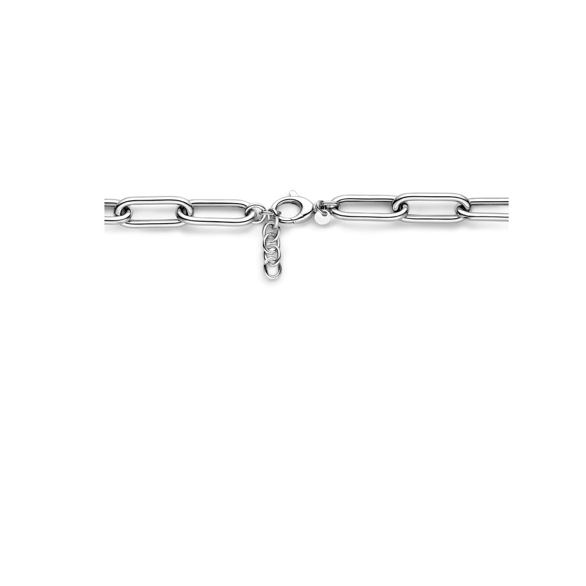 collier paperclip tube rond 11,5 mm 43 + 3,5 cm argent rhodié