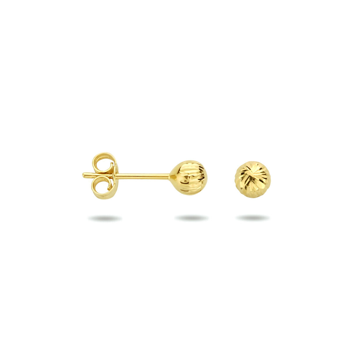 puces d'oreilles boule diamantée 14K or jaune