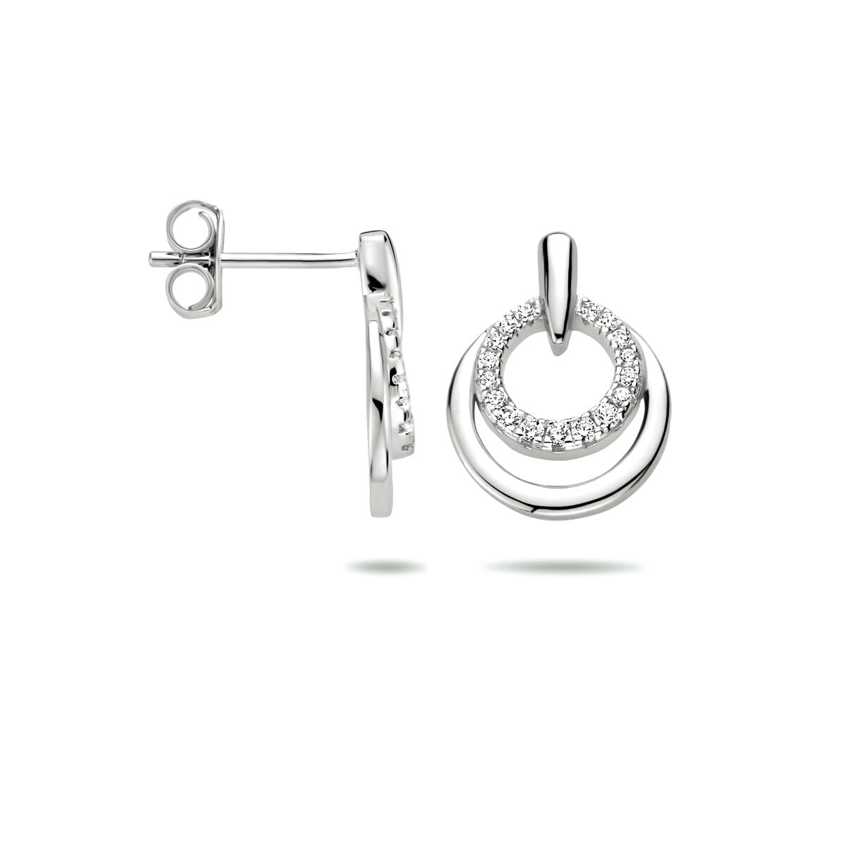 puces d'oreilles zircone argent rhodié