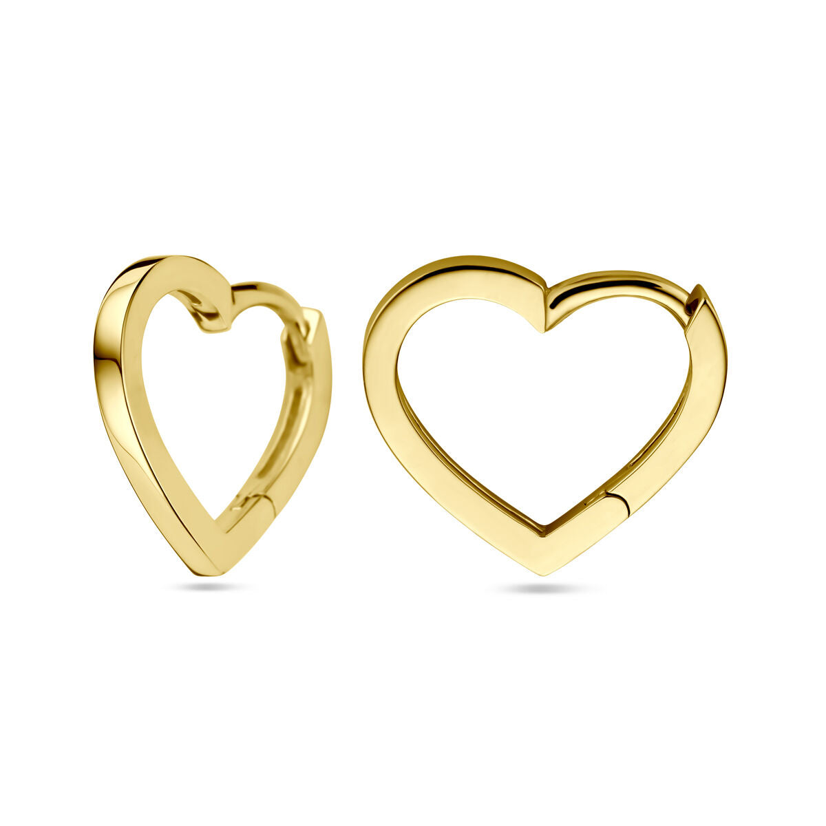 Boucles d'oreilles en forme de cœur en or jaune 14 carats.