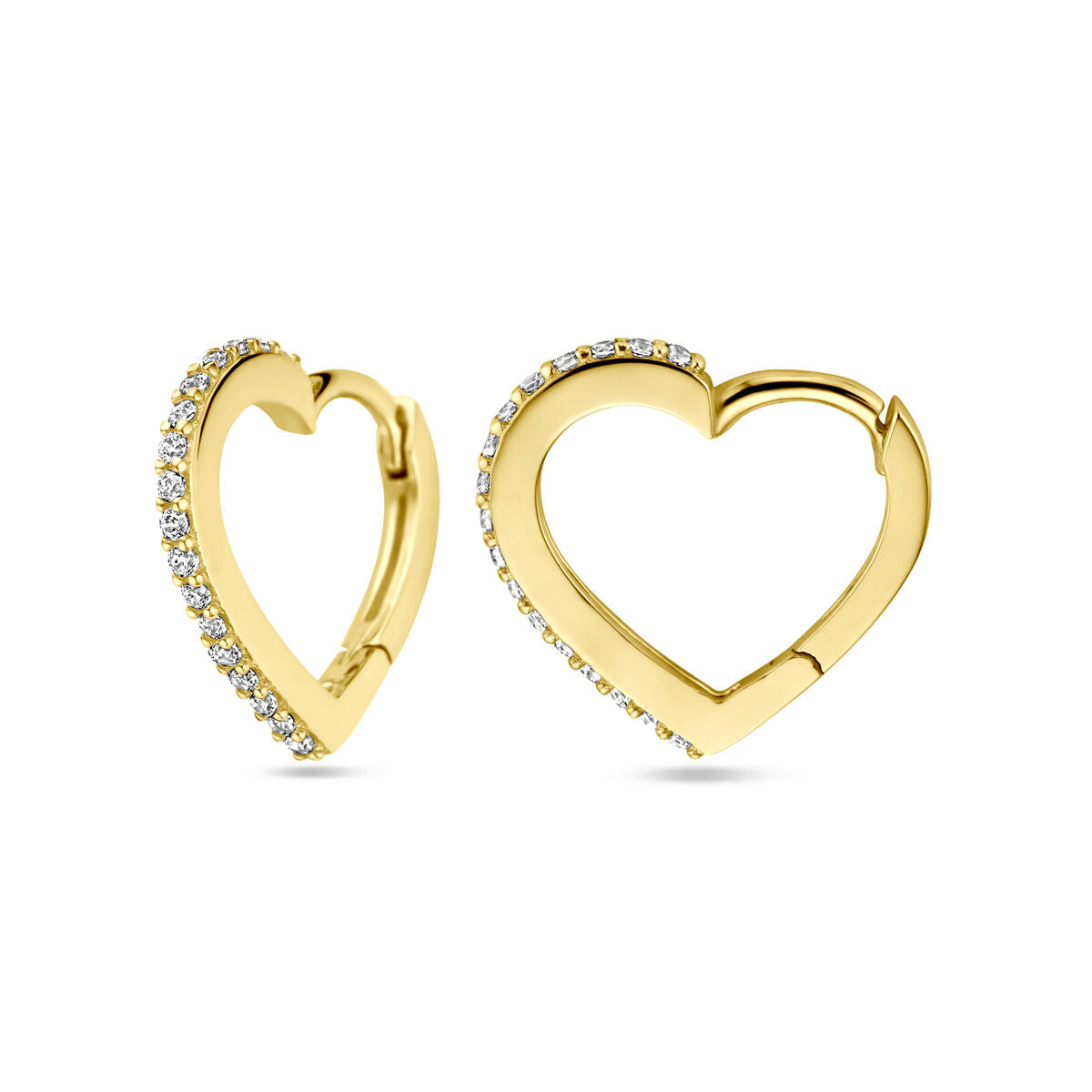 créoles en forme de cœur zircone 14K or jaune