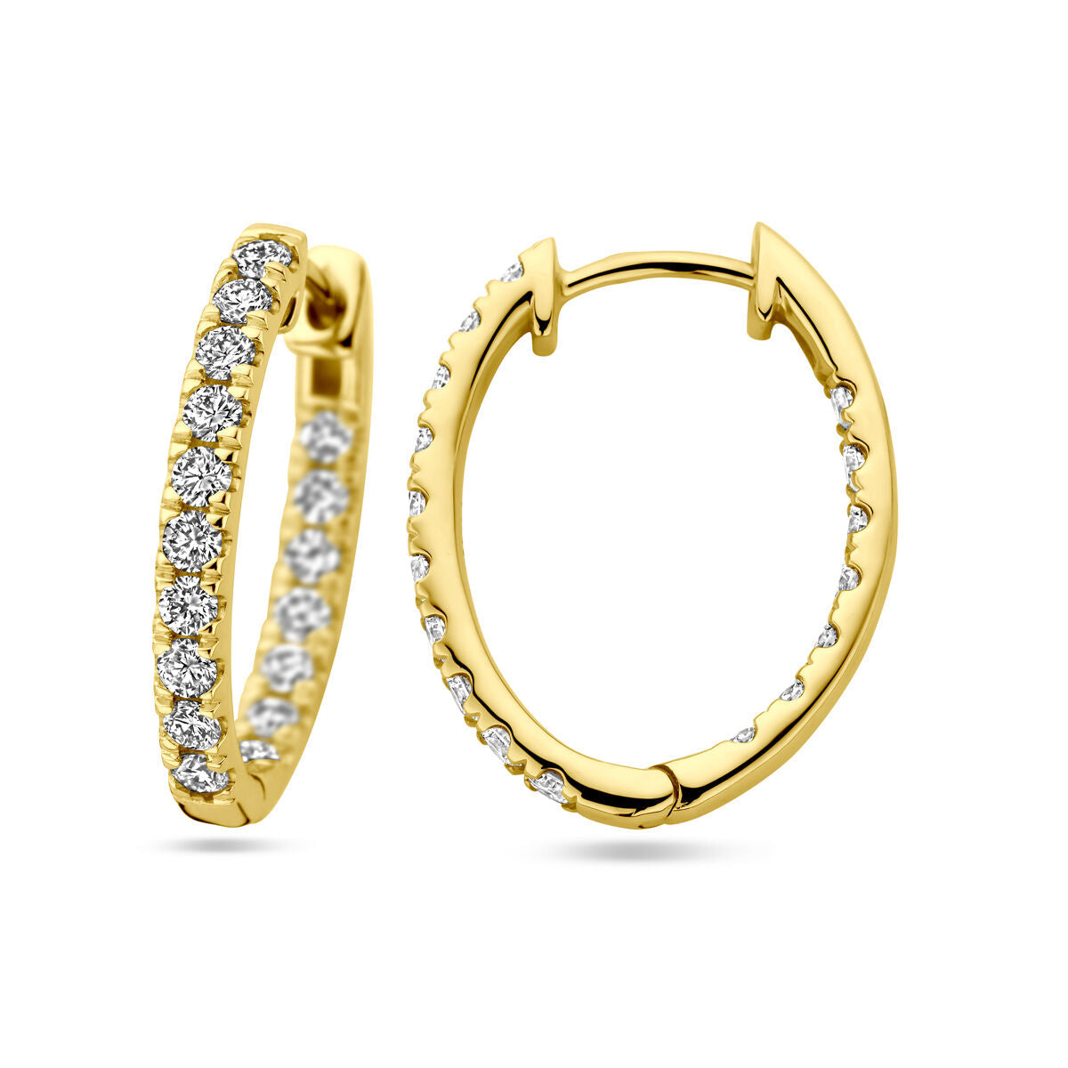 créoles en diamant lab grown 0.96ct (2x 0.48ct) h si or jaune 14K