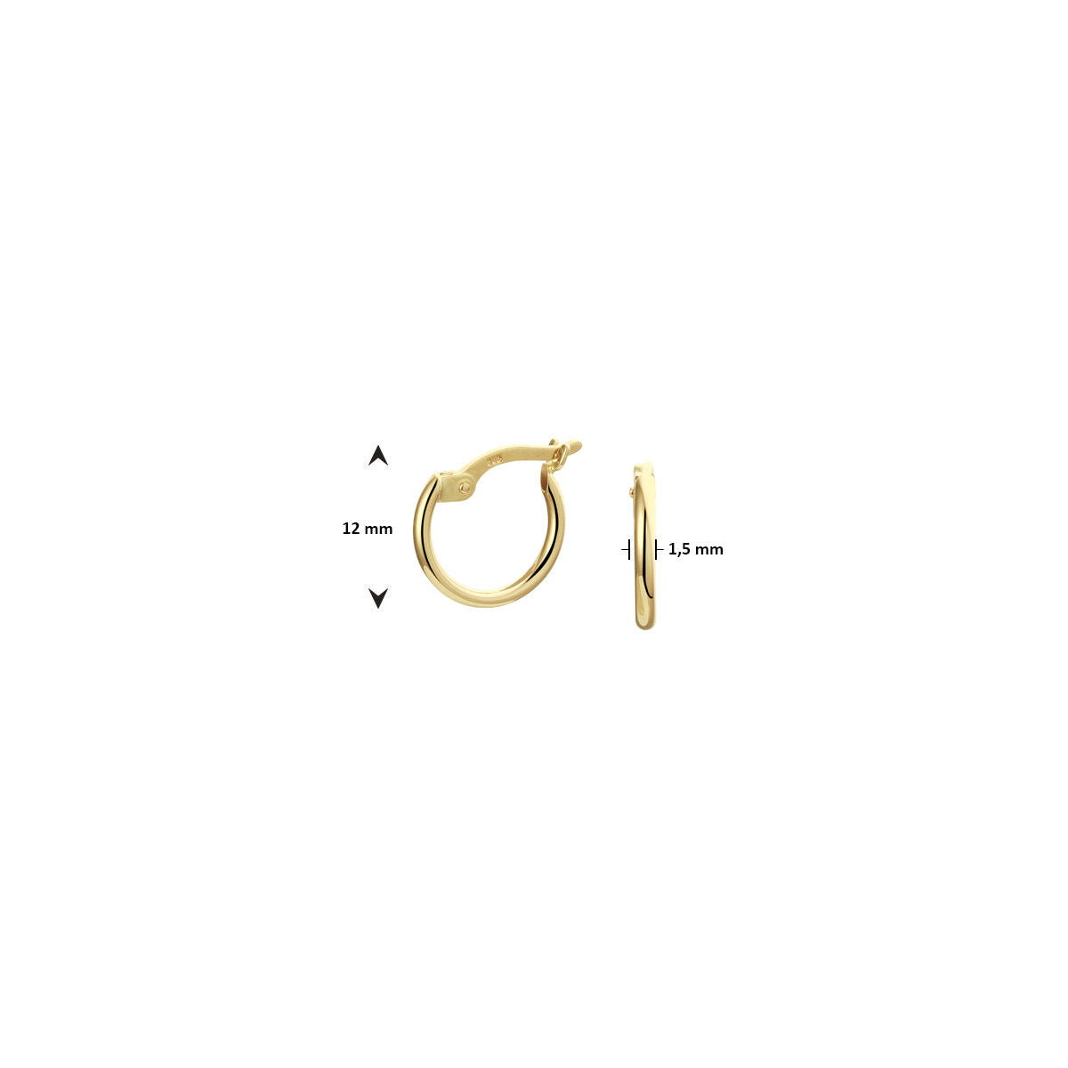 créole 12 mm par pièce or jaune 14K