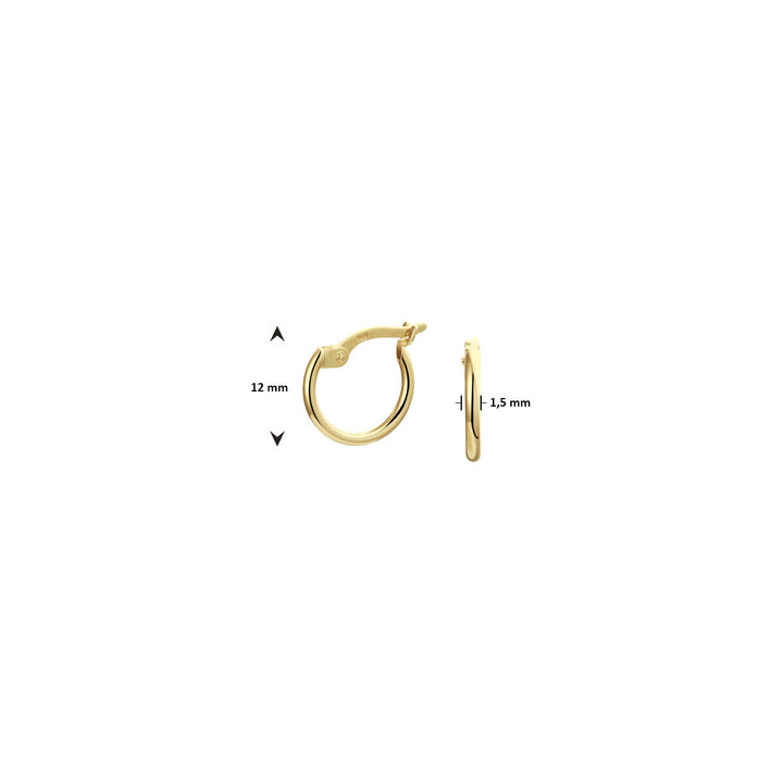 oorring 12 mm per stuk 14K geelgoud